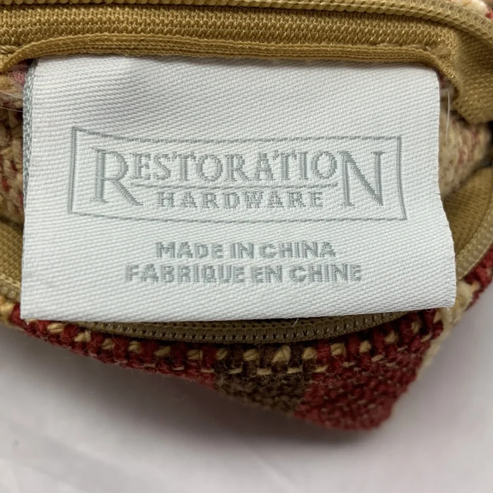 3 Restoration Hardware accent pillow case shams neutral red tan zip closure